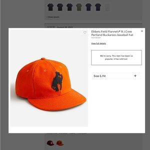 Ebbets Field Hat Adjustable Orange J. Crew